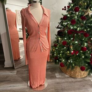 Mango Coral Midi Skirt Set